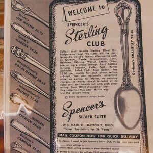 1950 Spencer's Sterling Club Flatware Dayton Ohio Original‎ Vtg PRINT AD